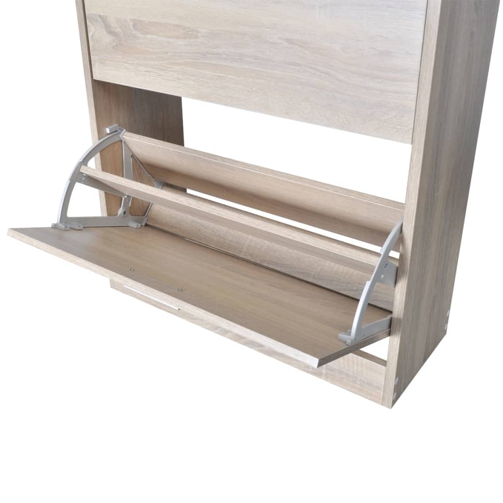 vidaXL Oak Look Wooden Shoe Cabinet with 2 Compartments