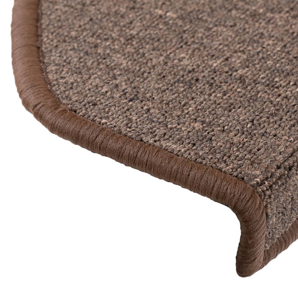 vidaXL Carpet Stair Treads 15 pcs Coffee Brown 65x24x4 cm
