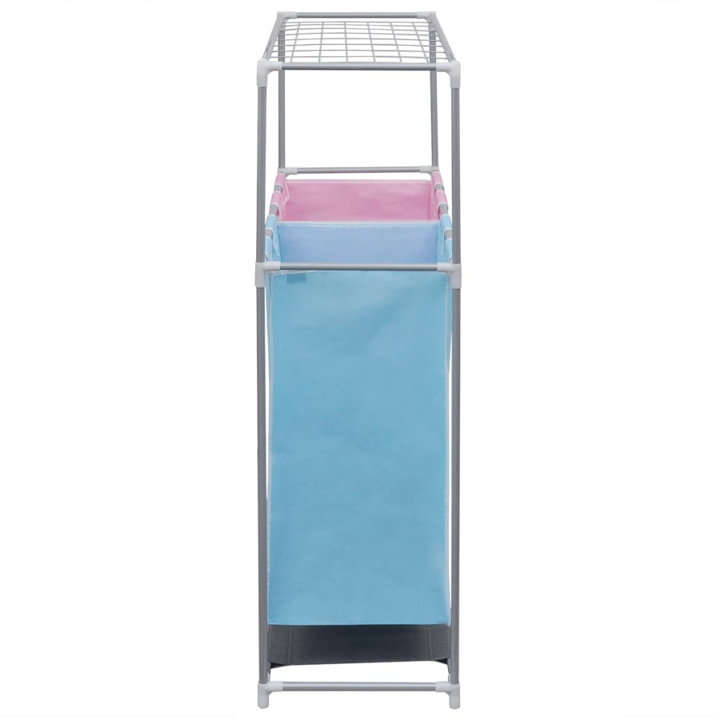 vidaXL 2-Section Laundry Sorter Hampers 2 pcs with a Top Shelf for Drying