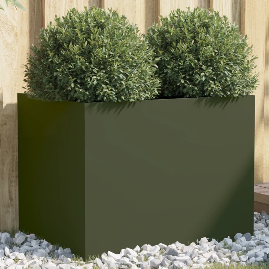 vidaXL Planter Olive Green 62x47x46 cm Cold-rolled Steel