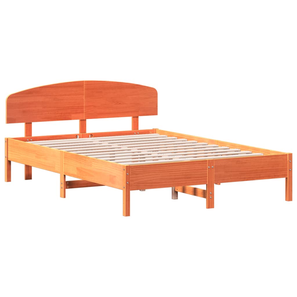 vidaXL Bed Frame with Headboard Wax Brown 120x200 cm Solid Wood Pine