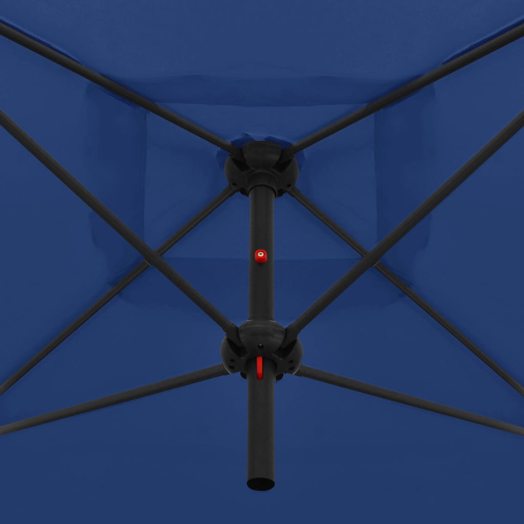 vidaXL Double Parasol with Steel Pole 250x250 cm Azure Blue