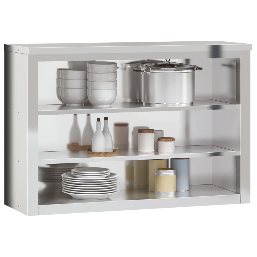 vidaXL Kitchen Wall Cabinet with Shelves Stainless Steel