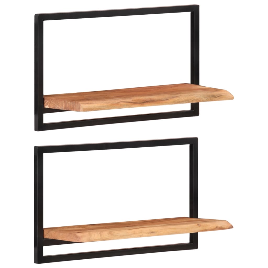 vidaXL Wall Shelves 2 pcs 60x25x35 cm Solid Wood Acacia and Steel