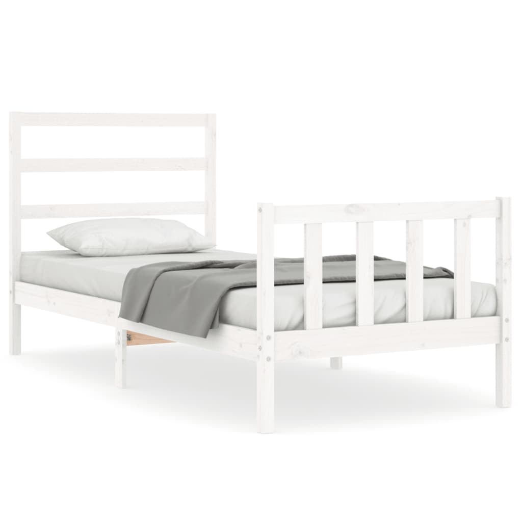 vidaXL Bed Frame without Mattress White 90x190 cm Single Solid Wood ...