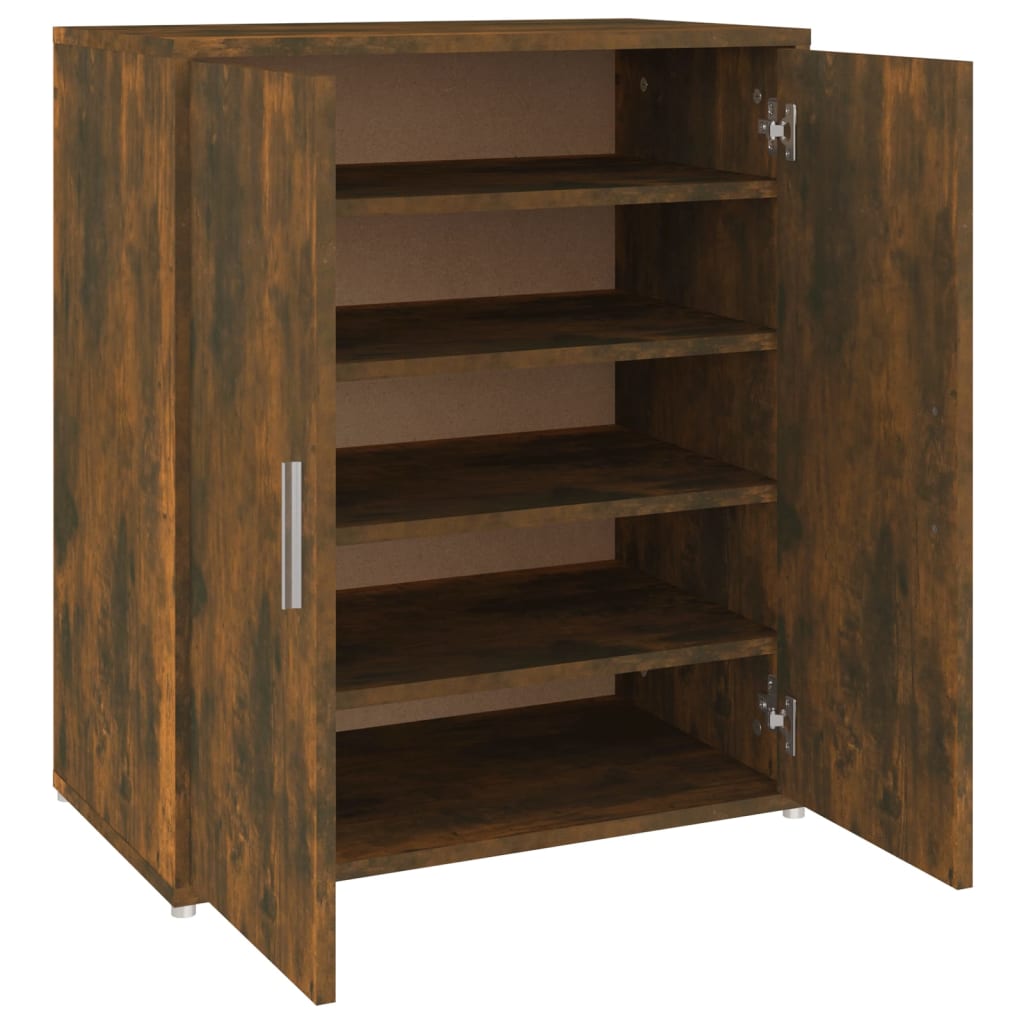 vidaXL Shoe Cabinet Smoked Oak 60x35x70 cm Engineered Wood