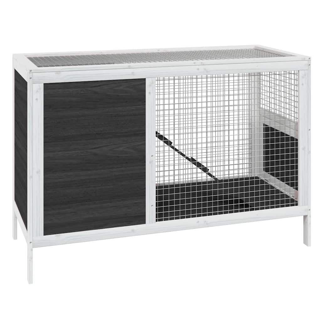 vidaXL Rabbit Hutch Grey 103x44x69.5 cm Solid Wood Pine | vidaXL.ie