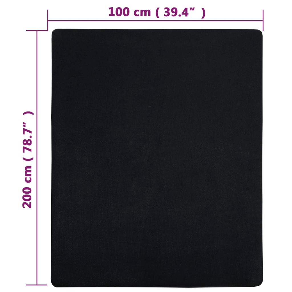 vidaXL Jersey Fitted Sheets 2 pcs Black 100x200 cm Cotton