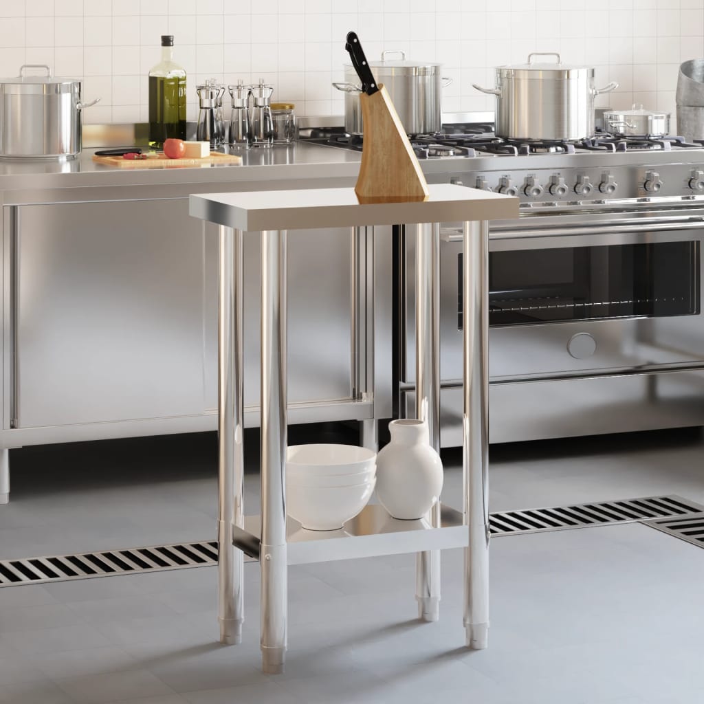 vidaXL Kitchen Work Table 55x30x85 cm Stainless Steel