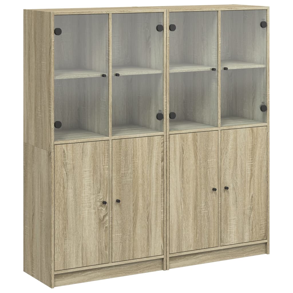 vidaXL Bookcase with Doors Sonoma Oak 136x37x142 cm Engineered Wood