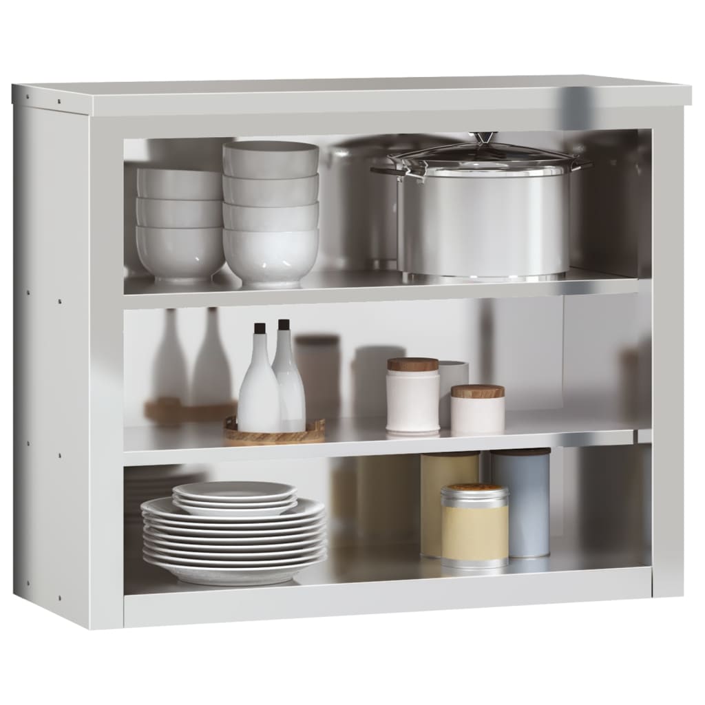 vidaXL Kitchen Wall Cabinet with Shelves Stainless Steel
