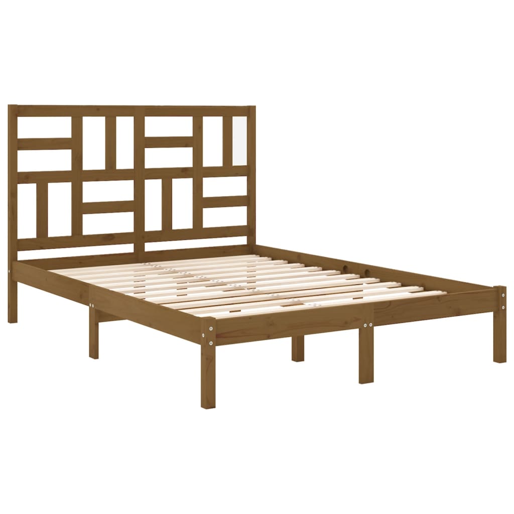 vidaXL Bed Frame Honey Brown Solid Wood 120x190 cm Small Double