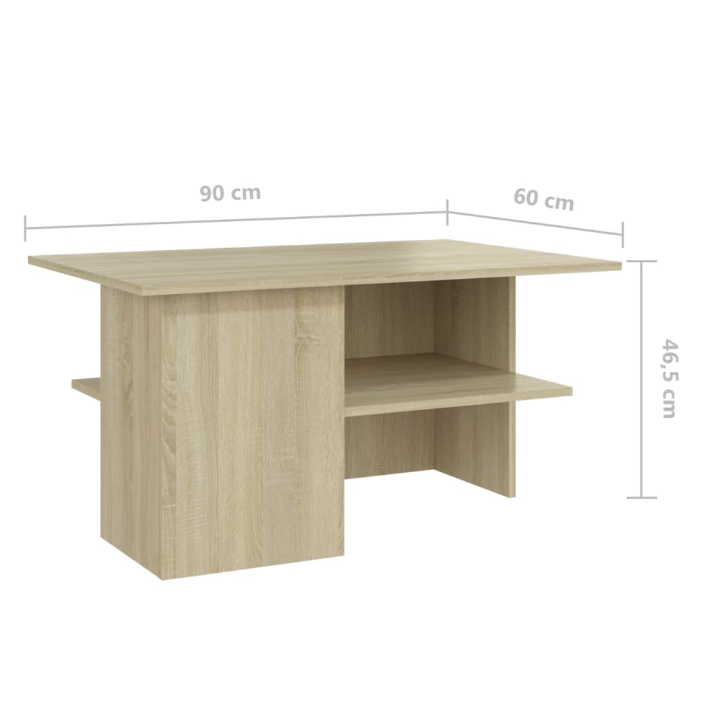 vidaXL Coffee Table Sonoma Oak 90x60x46.5 cm Engineered Wood