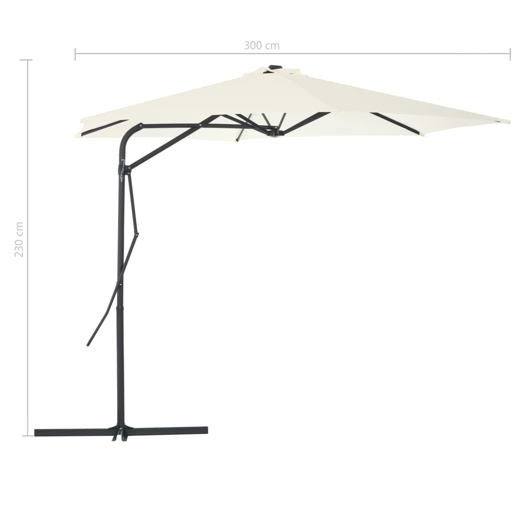 vidaXL Outdoor Parasol with Steel Pole 300 cm Sand