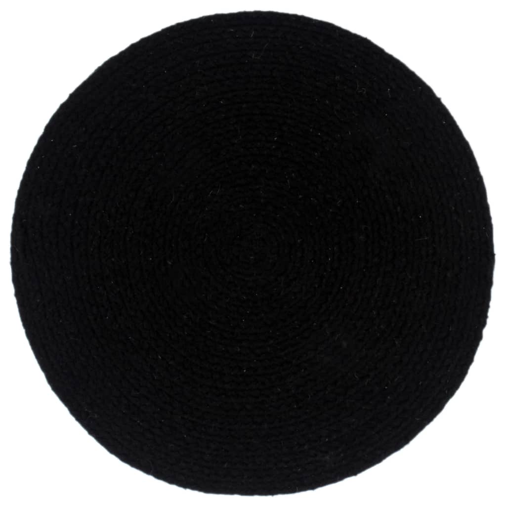 vidaXL Placemats 4 pcs Plain Black 38 cm Round Cotton