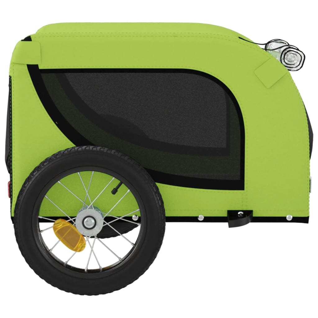 vidaXL Pet Bike Trailer Green and Black Oxford Fabric and Iron