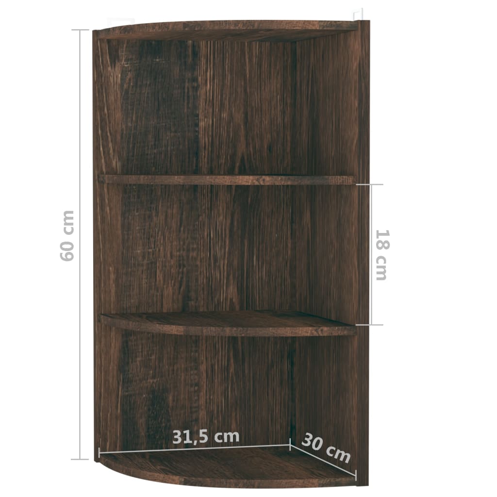 vidaXL Wall Corner Shelf Smoked Oak 30x31.5x60 cm Engineered Wood