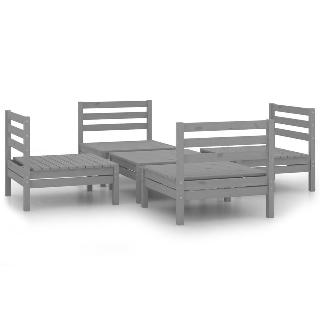 vidaXL 5 Piece Garden Lounge Set Grey Solid Pinewood