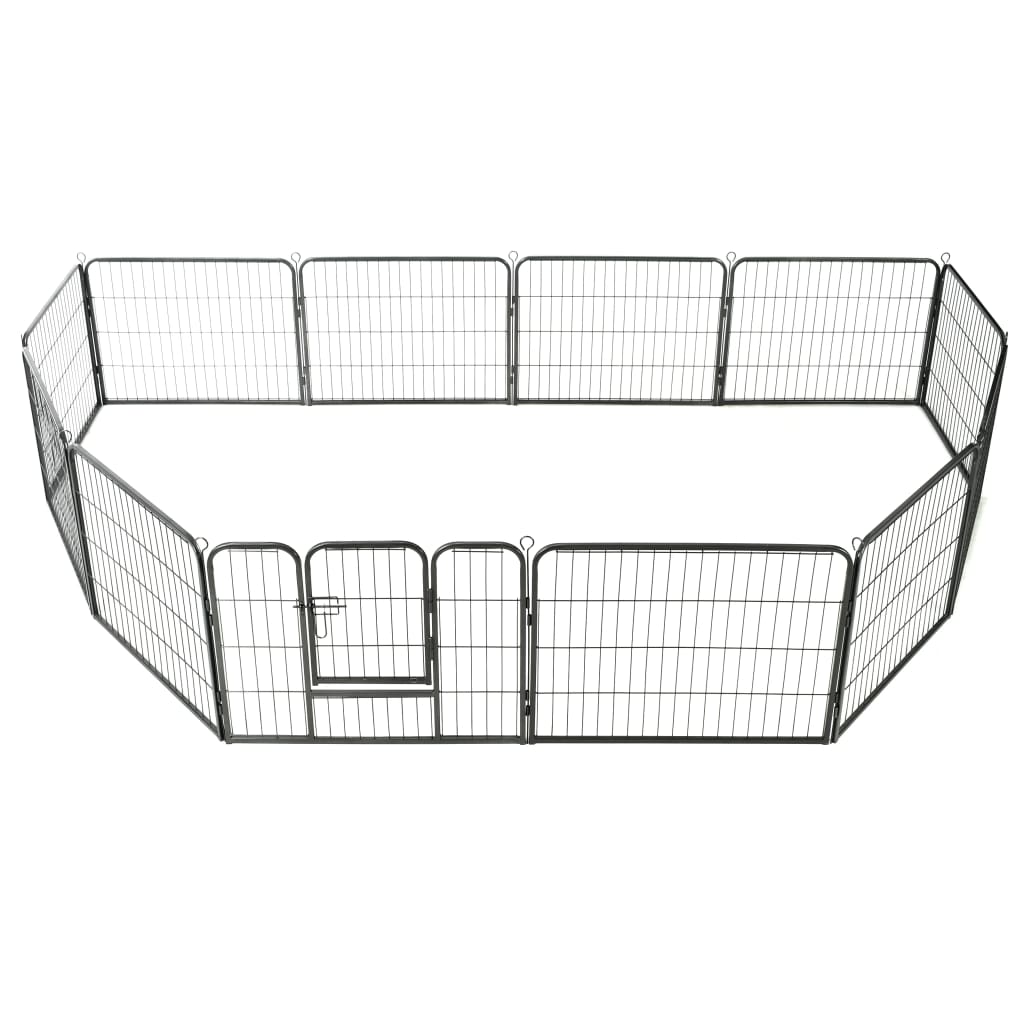 vidaXL Dog Playpen 12 Panels Steel 80x60 cm Black