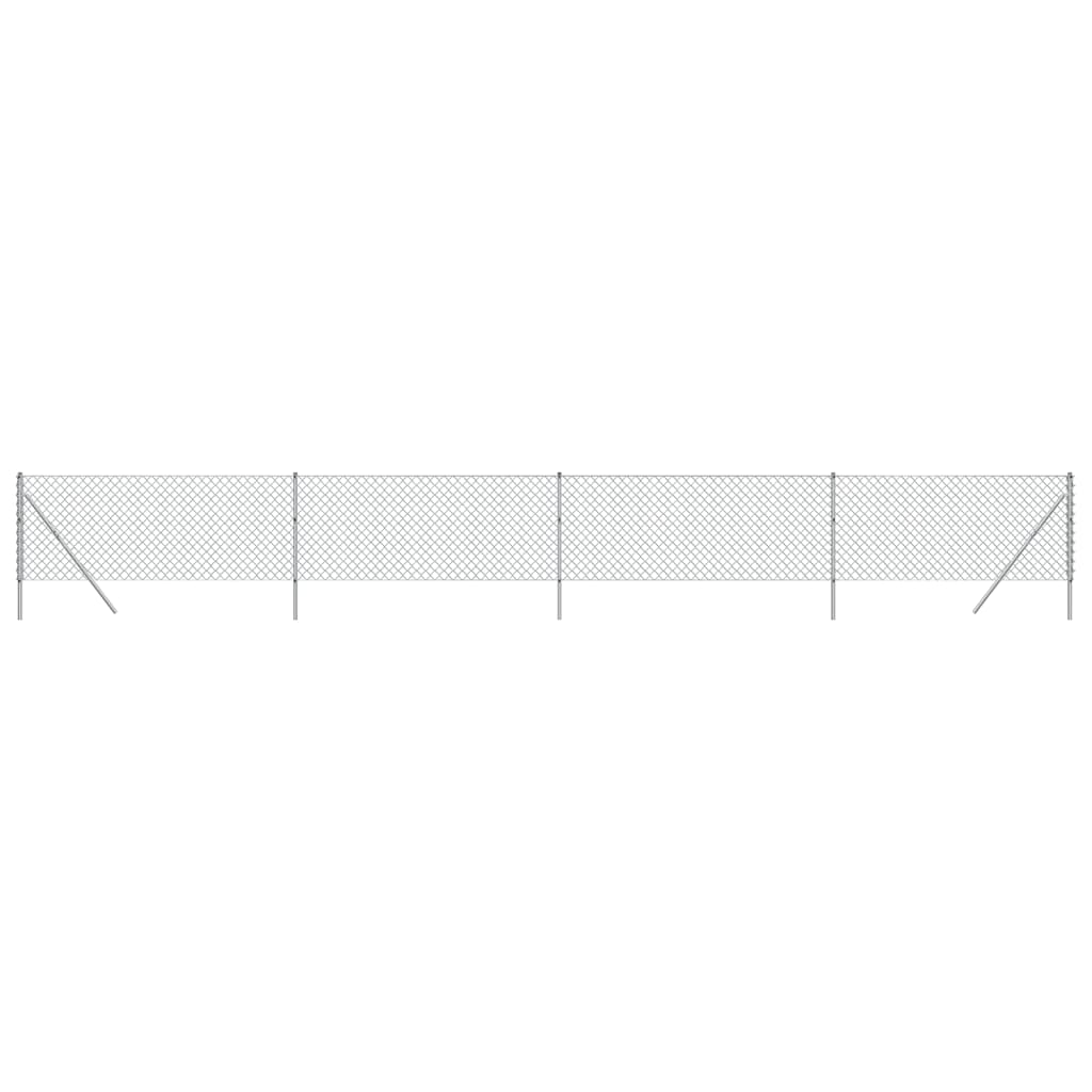 vidaXL Chain Link Fence Silver 0.8x10 m