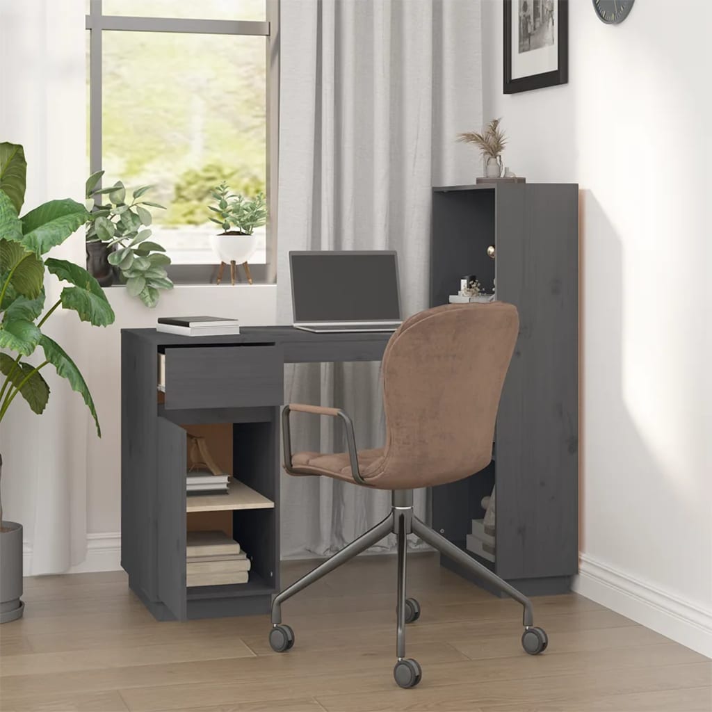 vidaXL Desk Grey 110x53x117 cm Solid Wood Pine