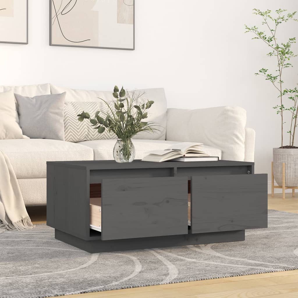 vidaXL Coffee Table Grey 80x50x35 cm Solid Wood Pine