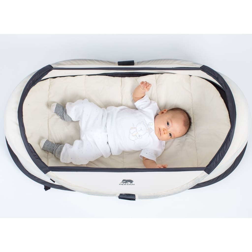DERYAN Pop-up Travel Cot Infant Baby with Mosquito Net Cream