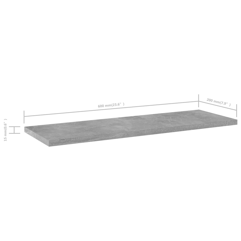 vidaXL Bookshelf Boards 4 pcs Concrete Grey 60x20x1.5 cm Engineered Wood