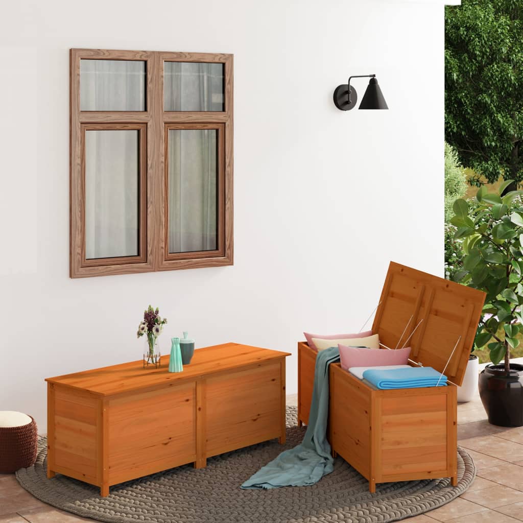 vidaXL Outdoor Cushion Box Brown 200x50x56 cm Solid Wood Fir
