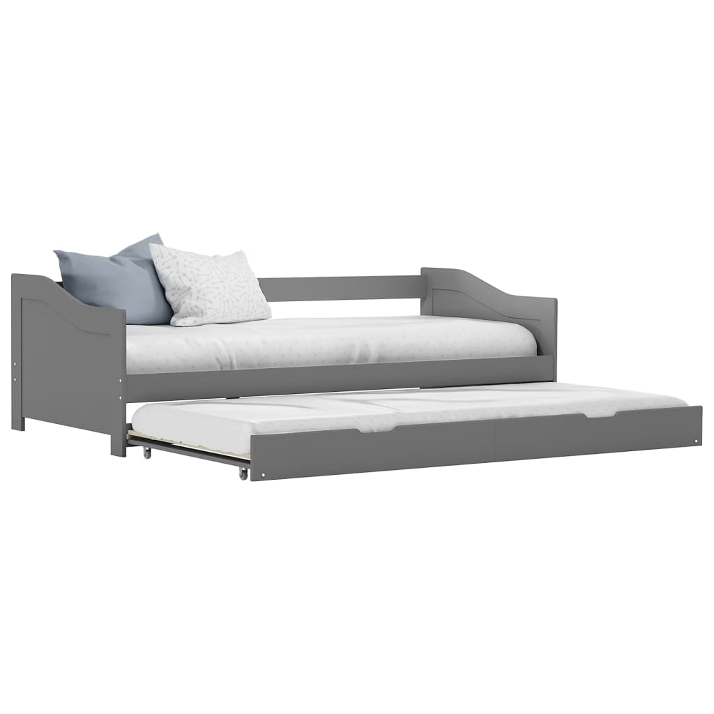 vidaXL Pull-out Sofa Bed Frame Grey Pinewood 90x200 cm