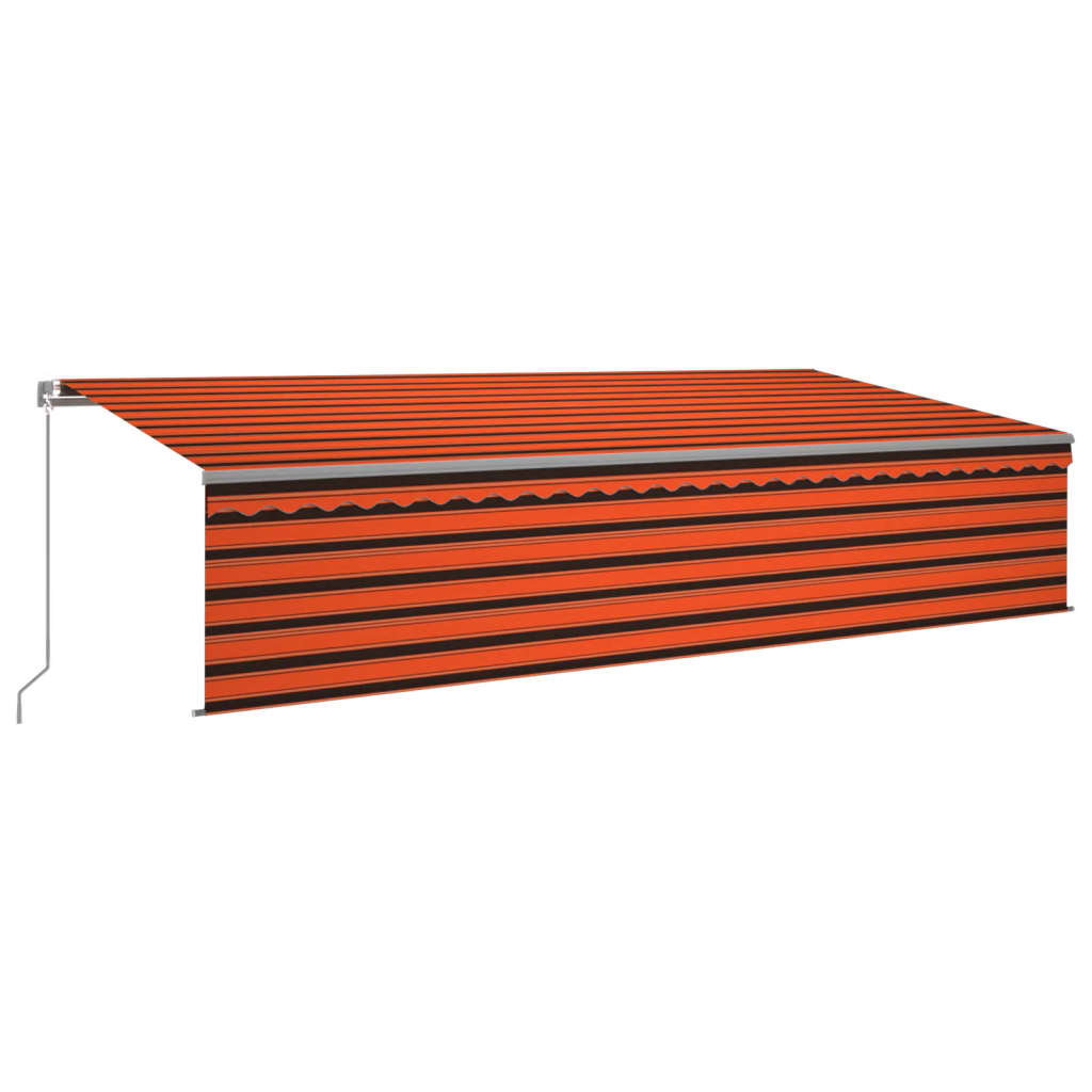 vidaXL Manual Retractable Awning with Blind&LED 6x3m Orange&Brown
