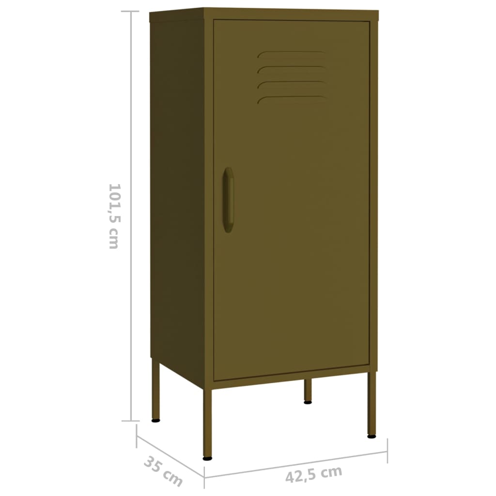 vidaXL Storage Cabinet Olive Green 42.5x35x101.5 cm Steel