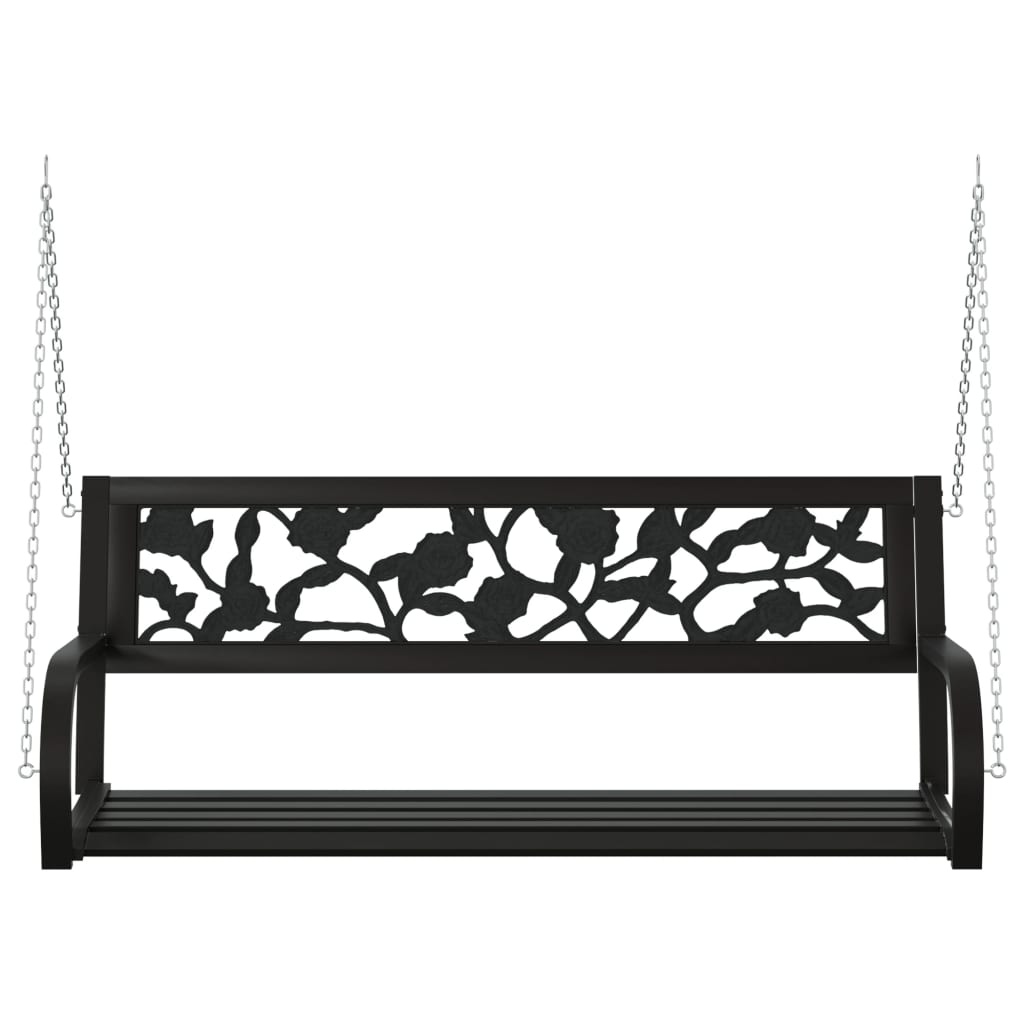 vidaXL Garden Swing Bench 125 cm Steel and Plastic Black
