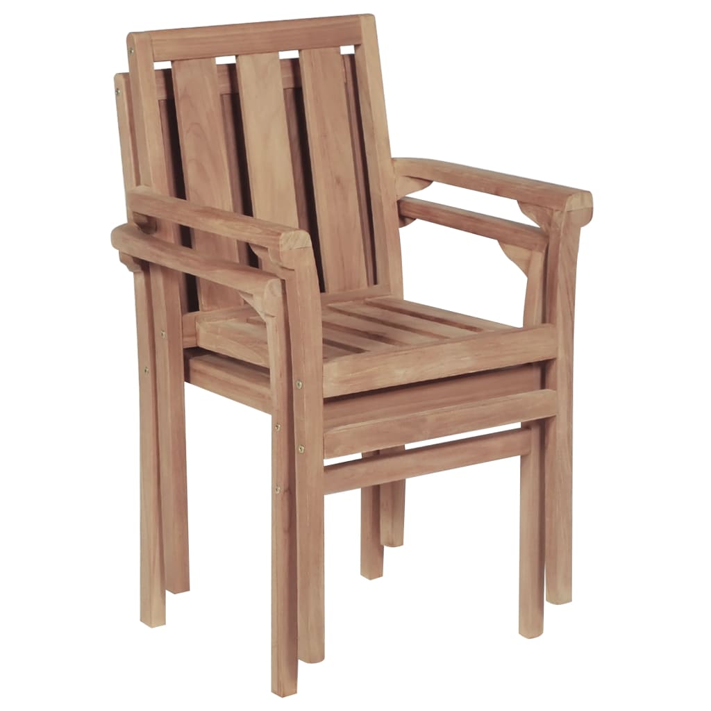 vidaXL Stackable Garden Chairs 2 pcs Solid Teak Wood