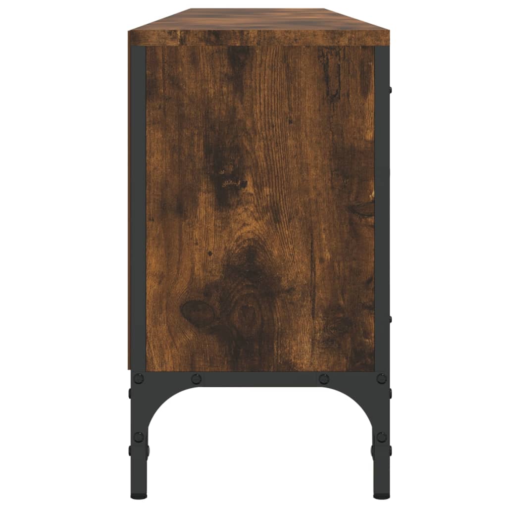 vidaXL TV Cabinet with Drawer Smoked Oak 200x25x44 cm Engineered Wood