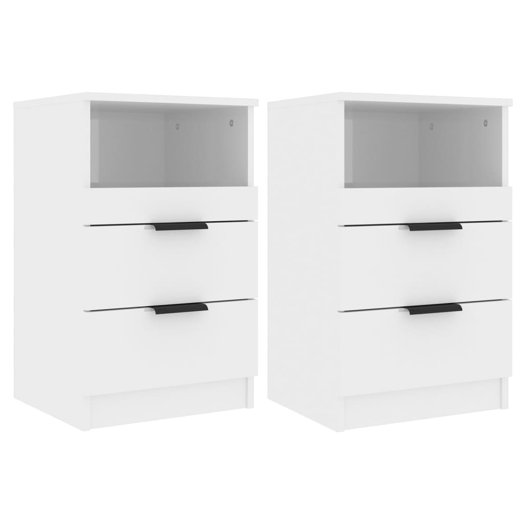 vidaXL Bedside Cabinets 2 pcs High Gloss White Engineered Wood