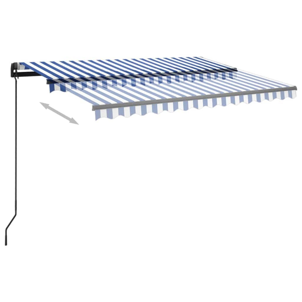 vidaXL Manual Retractable Awning with LED 3x2.5 m Blue and White