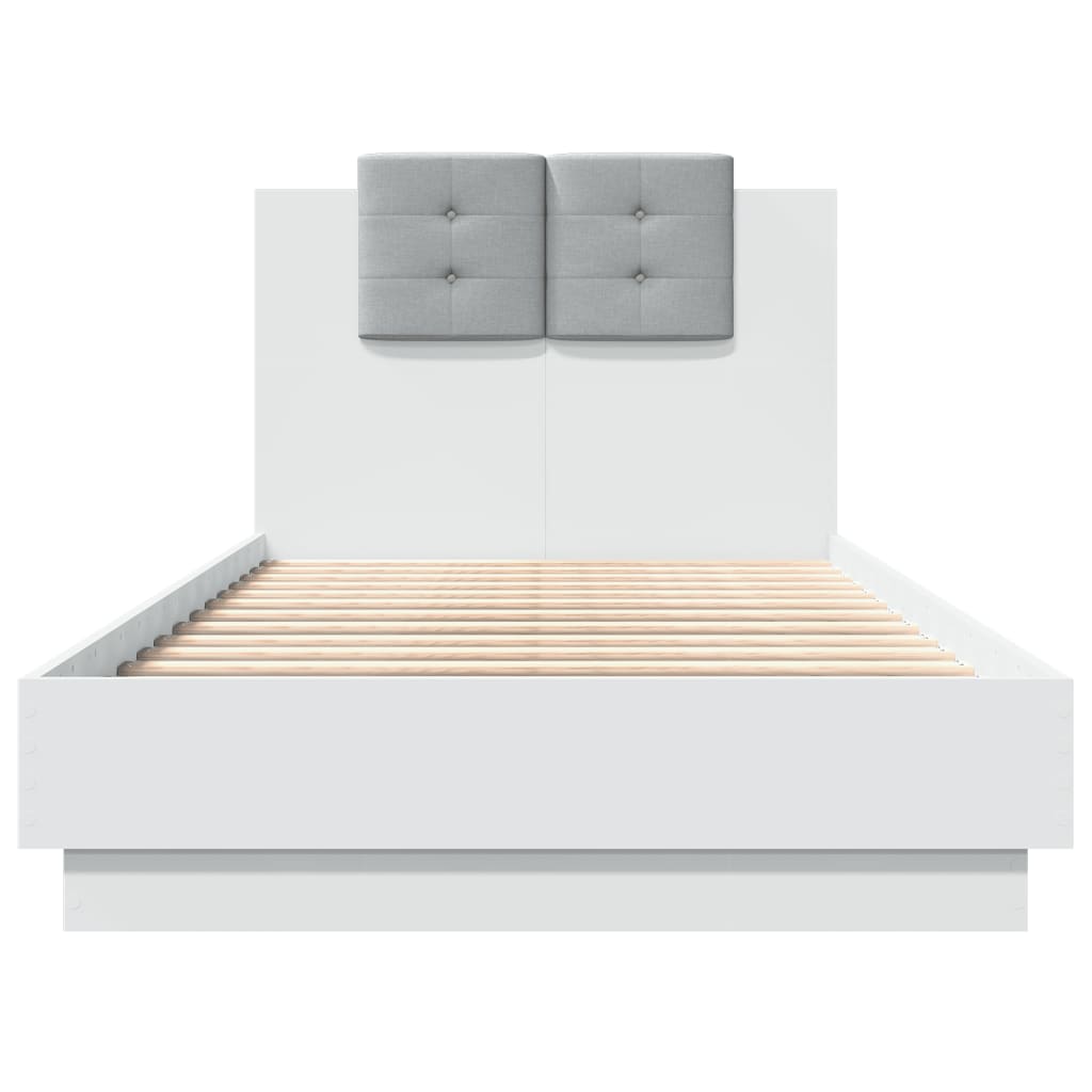vidaXL Bed Frame with Headboard White 75x190 cm Small Single Engineered Wood