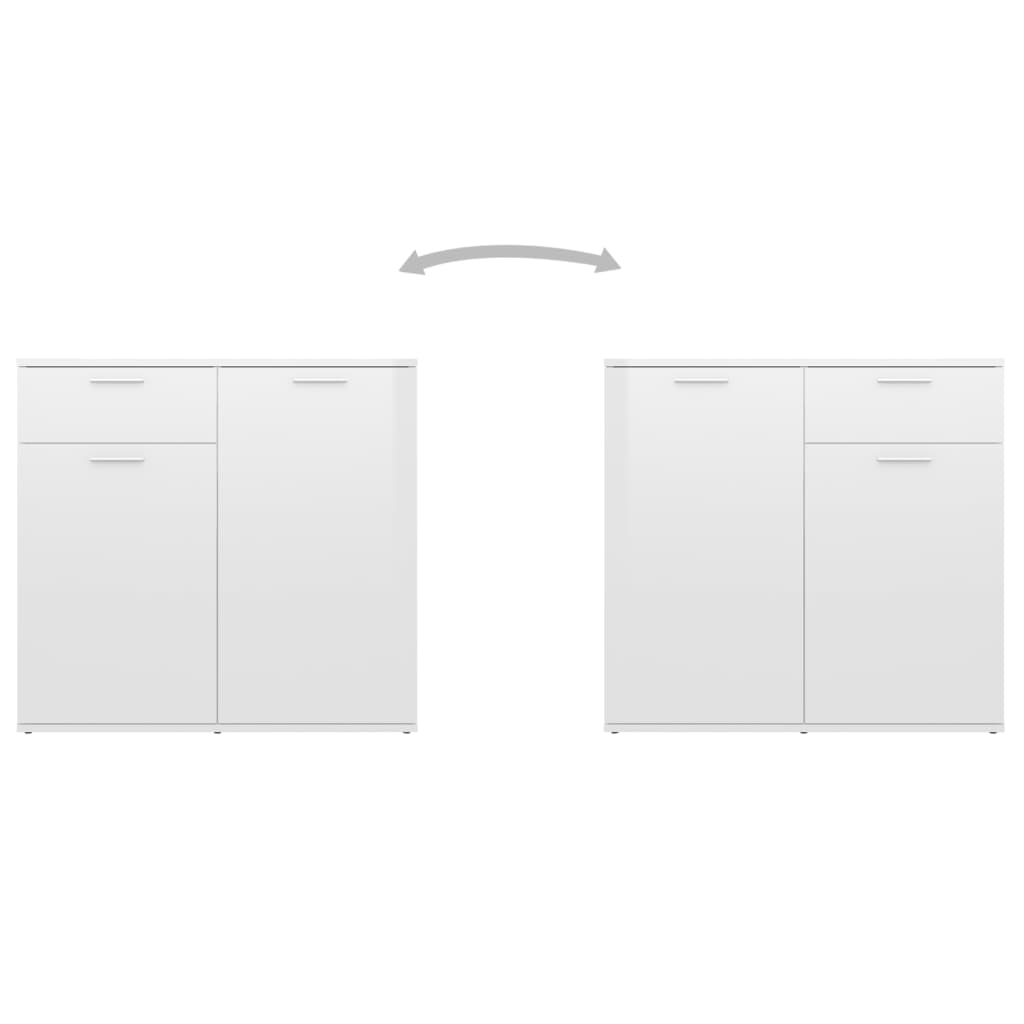 vidaXL Sideboard High Gloss White 80x36x75 cm Chipboard