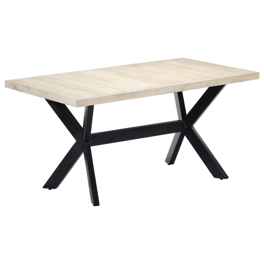 vidaXL Dining Table White 160x80x75 cm Solid Mango Wood