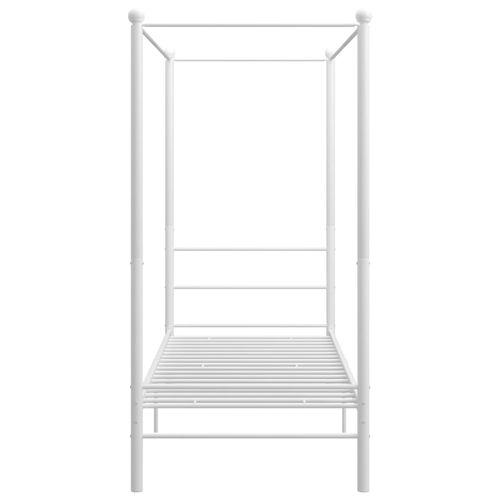 vidaXL Canopy Bed Frame White Metal 90x200 cm