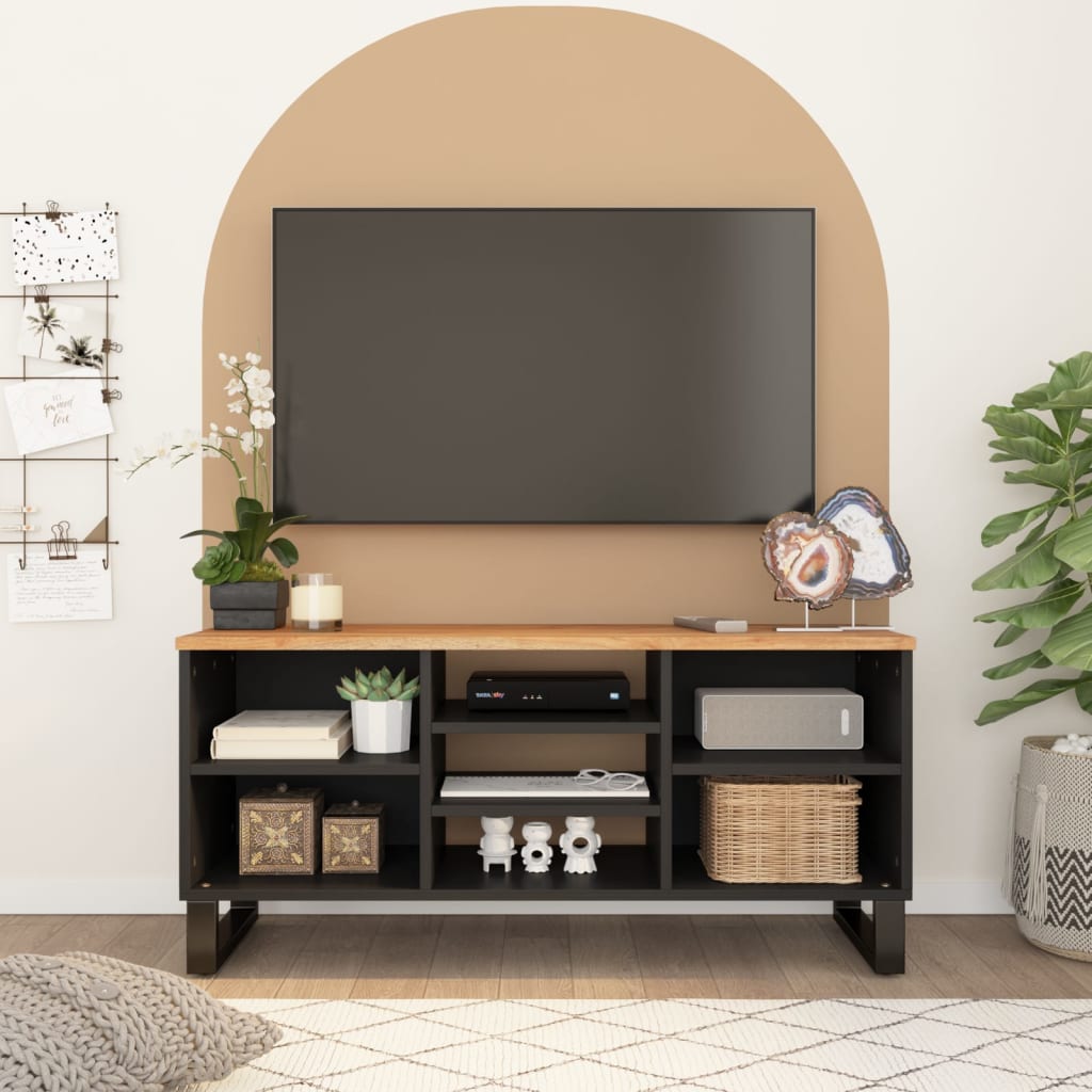 vidaXL TV Cabinet 100x33x46 cm Solid Wood Acacia&Engineered Wood