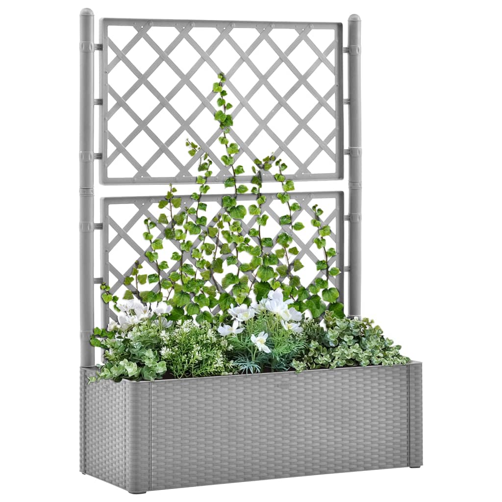 vidaXL Garden Raised Bed with Trellis and Self Watering System Grey