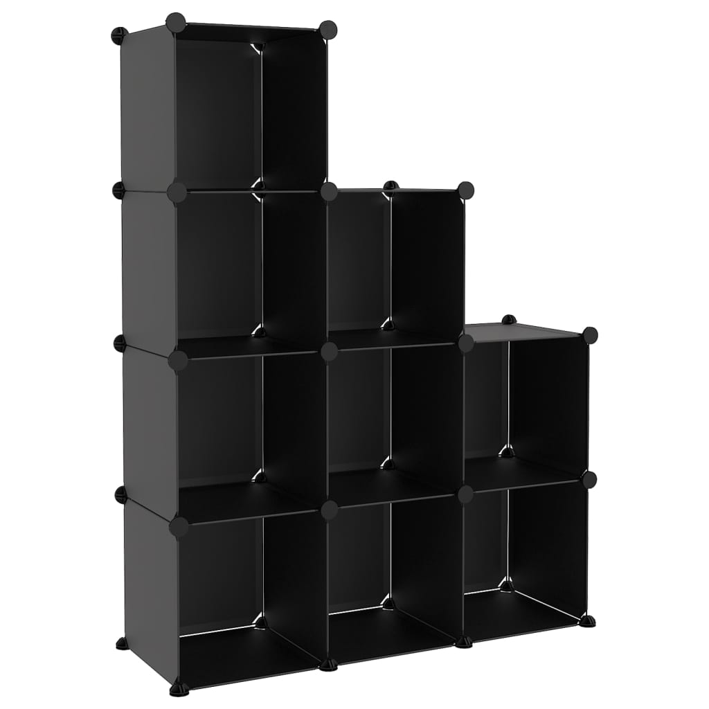 vidaXL Storage Cube Organiser with 9 Cubes Black PP