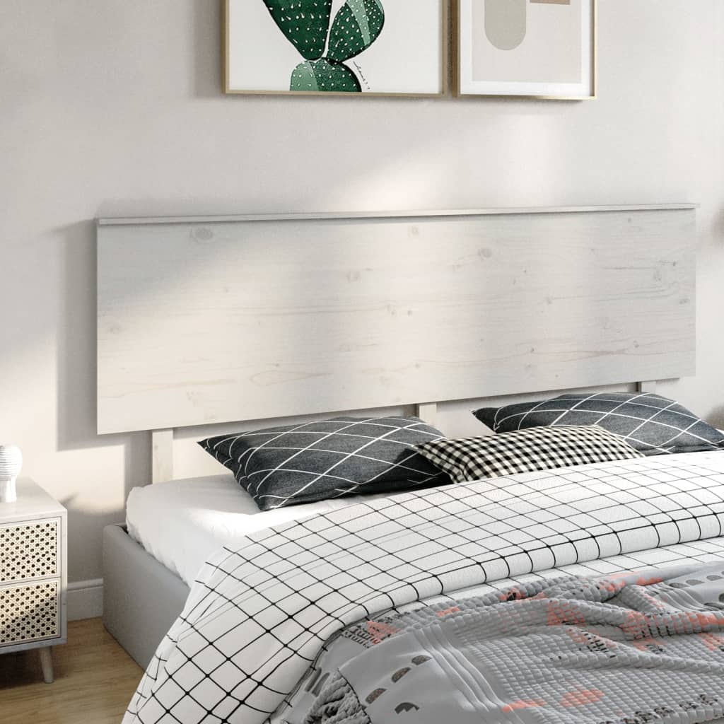 vidaXL Bed Headboard White 204x6x82.5 cm Solid Wood Pine