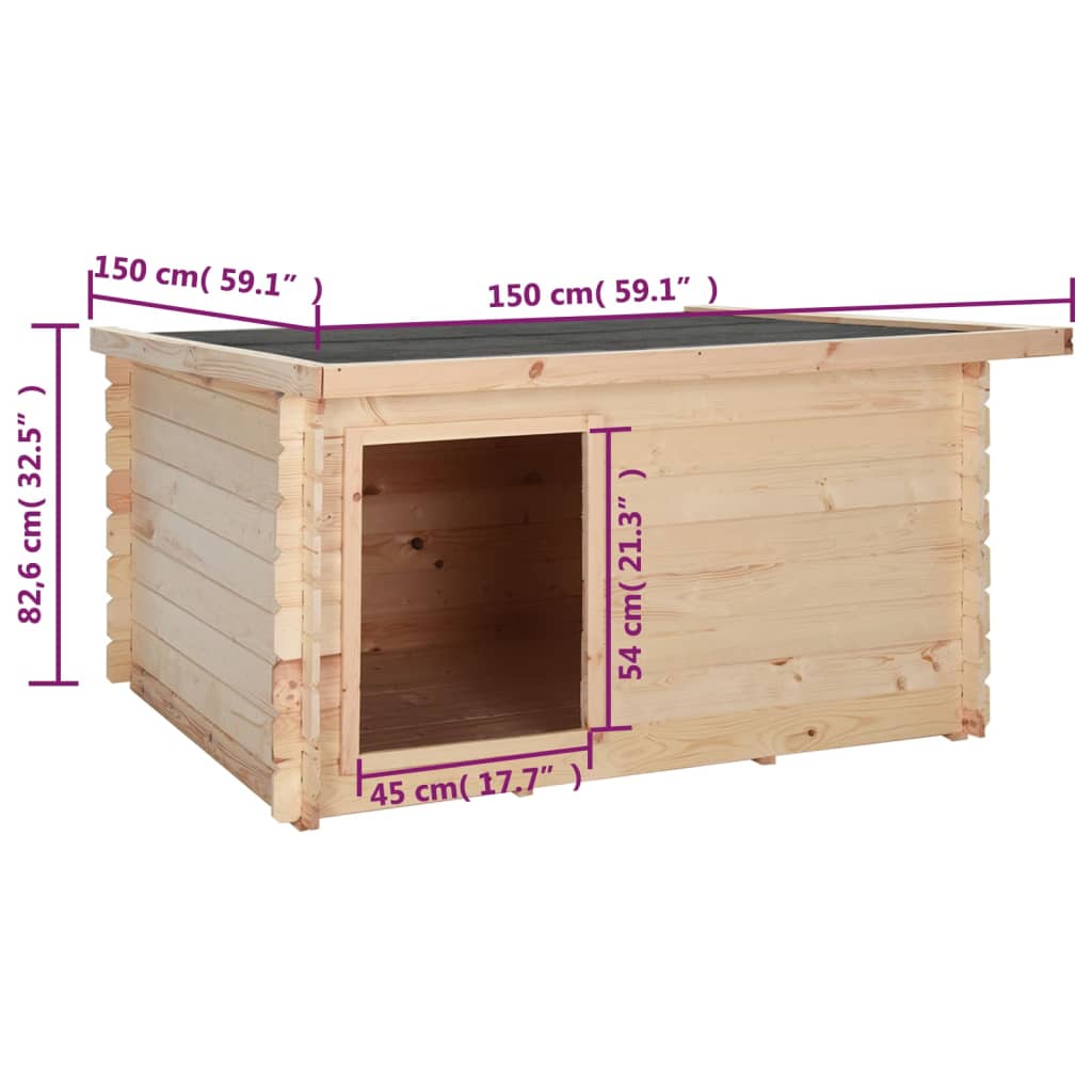 vidaXL Dog House 150x150x82.6 cm Solid Pine Wood 14 mm