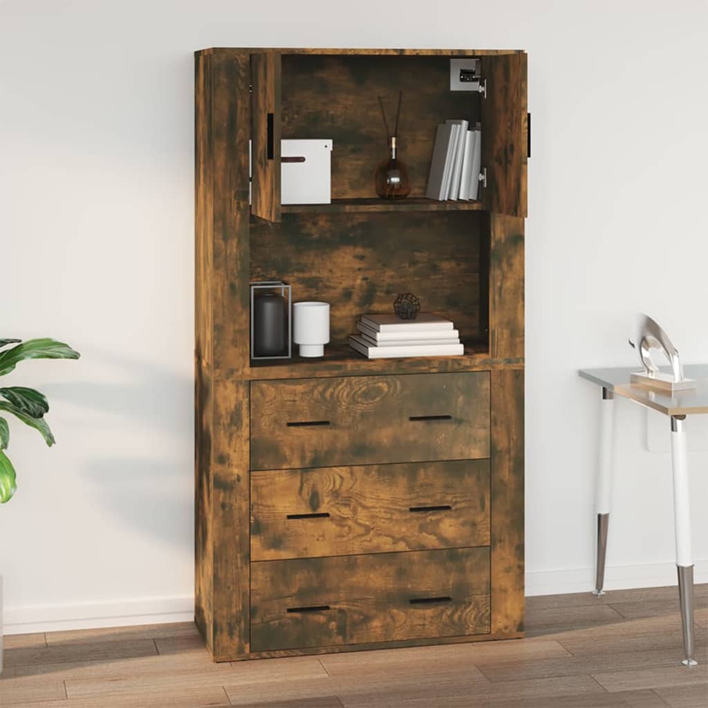 vidaXL Wall Cabinet Smoked Oak 80x33x80 cm Engineered Wood