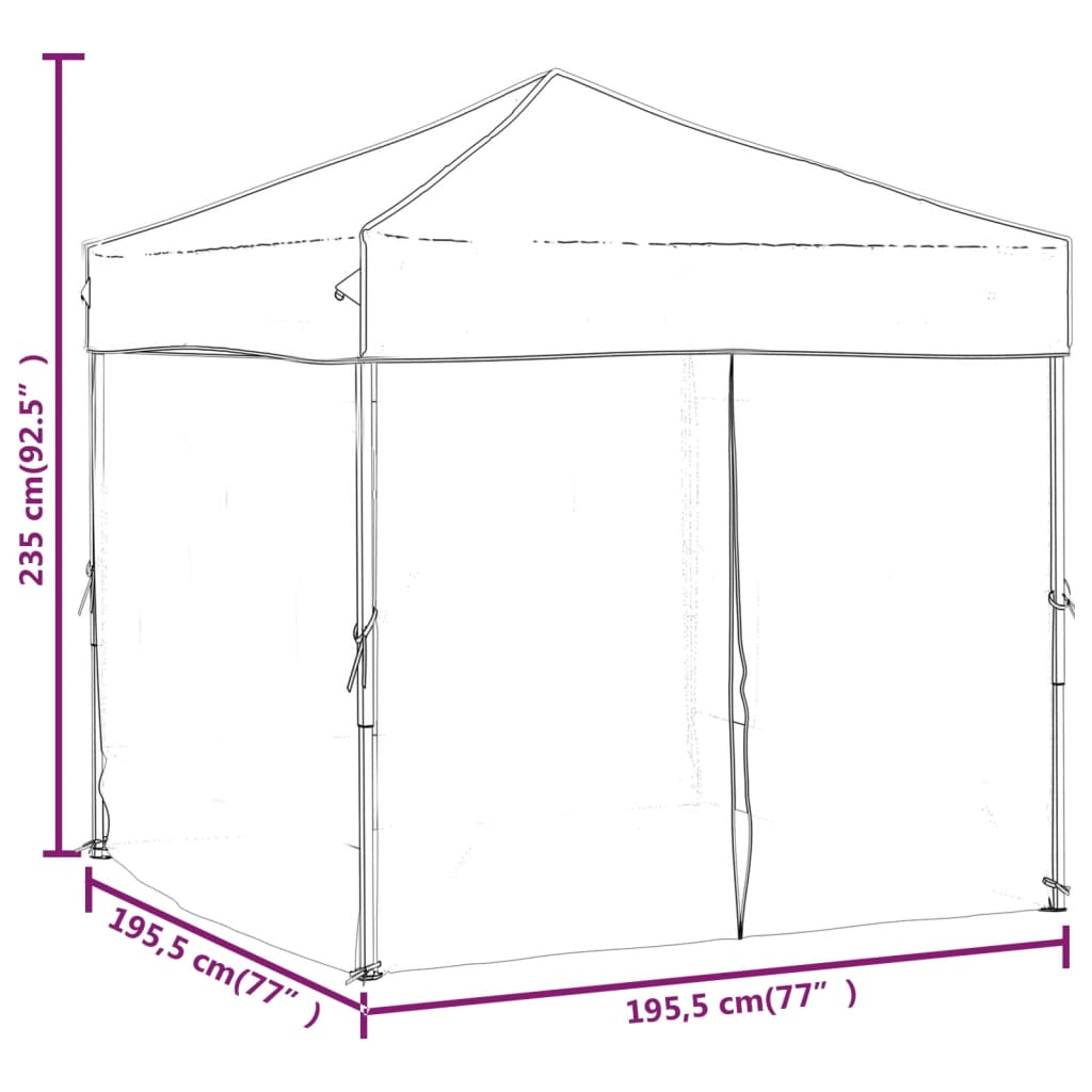 vidaXL Folding Party Tent with Sidewalls White 2x2 m