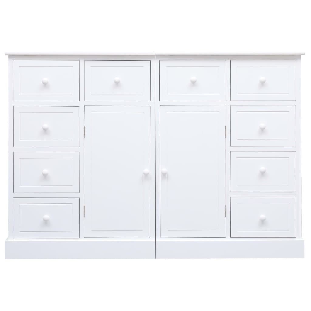 vidaXL Sideboard with 10 Drawers White 113x30x79 cm Wood