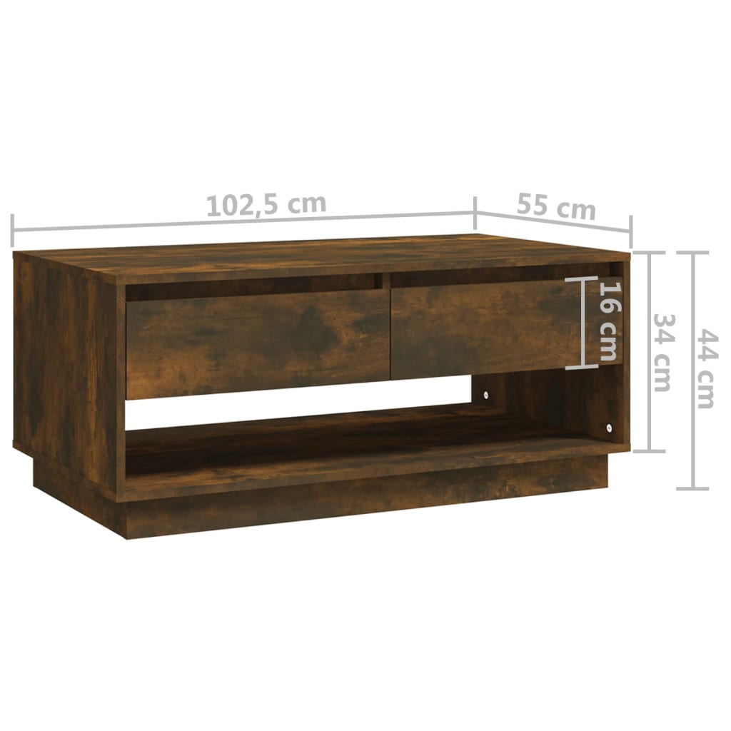 vidaXL Coffee Table Smoked Oak 102.5x55x44 cm Engineered Wood